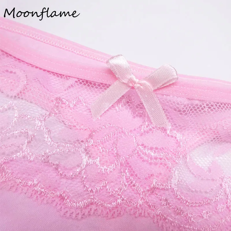 Moonflme 3 шт./лот сексуальное кружевное прозрачное хлопковое нижнее белье для женщин 87313