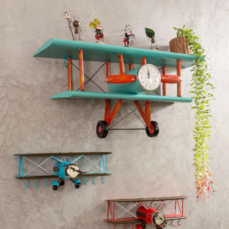 

Large Creative 3d Aircraft Model Wall Clock Modern Design Vintage Metal Silent Nordic Clock Klok Wall Clocks Home Decor 50CW379