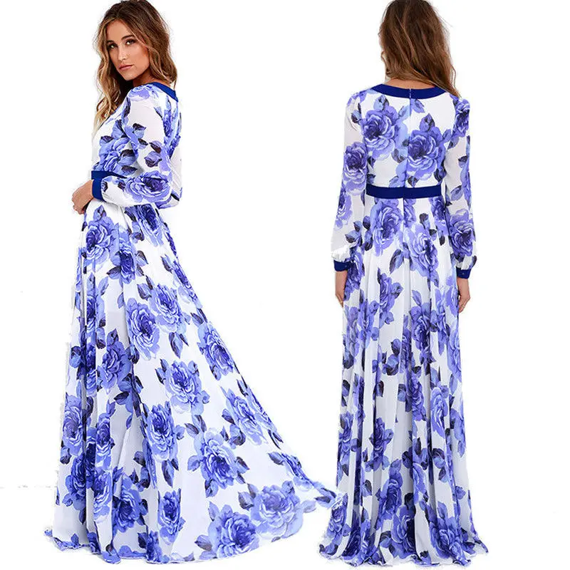 Женское пляжное платье с V образным вырезом и цветочным принтом|boho maxi|sundresses womenflower