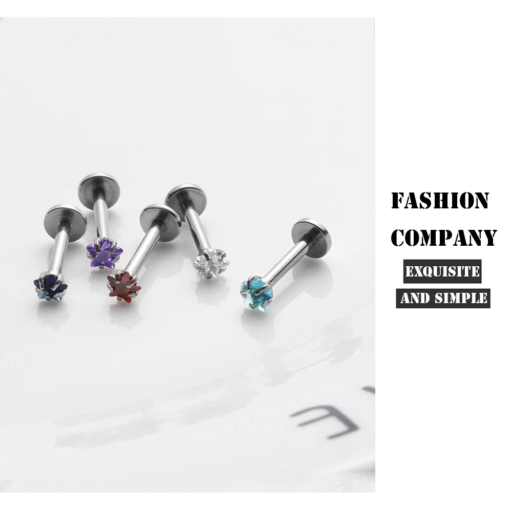 1 Pcs New Arrival Crystal Round Tragus Lip Ring Monroe Ear Cartilage Earring Body Piercing Jewelry Wholesale