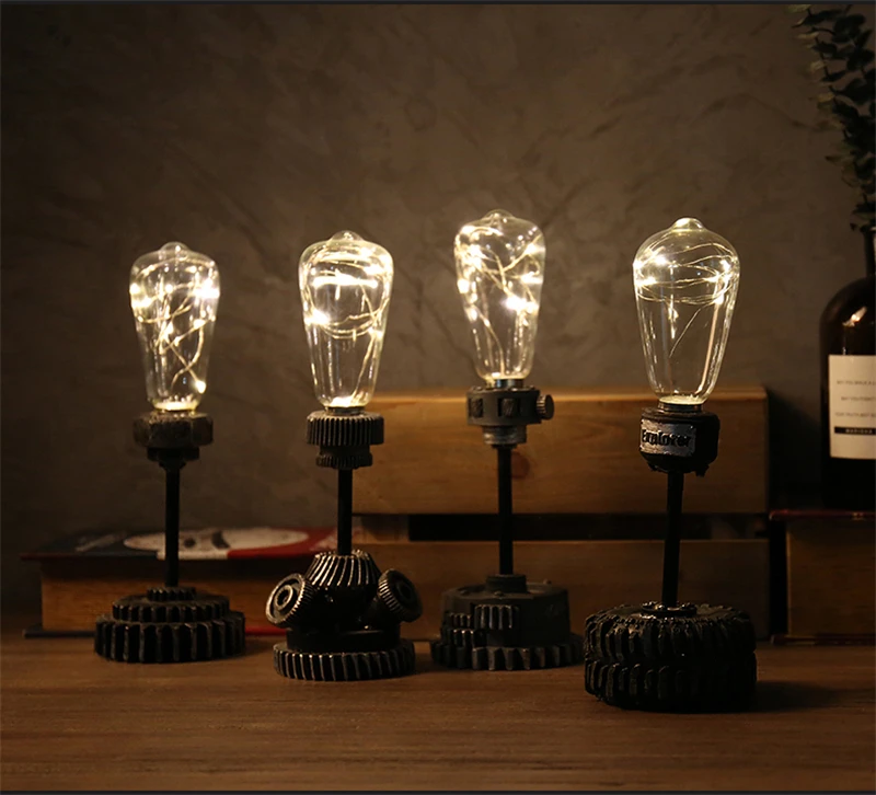 Lâmpada do Vintage Sala de Estar Decoração de Mesa Edison Noturna Casa Deco Retro Sótão Lâmpada Noite Quente Resina Led Nightlight Desktop Luz 8 High Quality Luzes e Iluminação