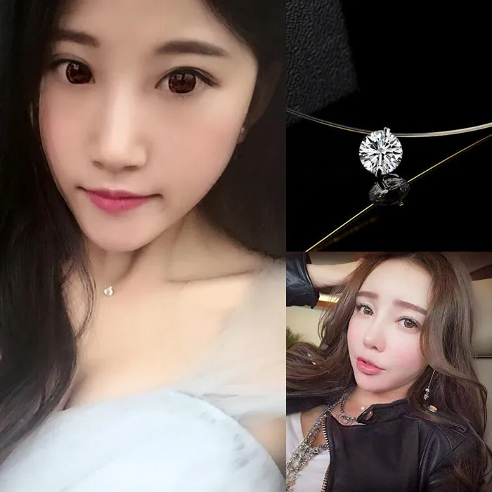 

Super Hot Selling Transparent Fishing Line Women Crystal Necklace Cute Designer Simple Trendy Necklace