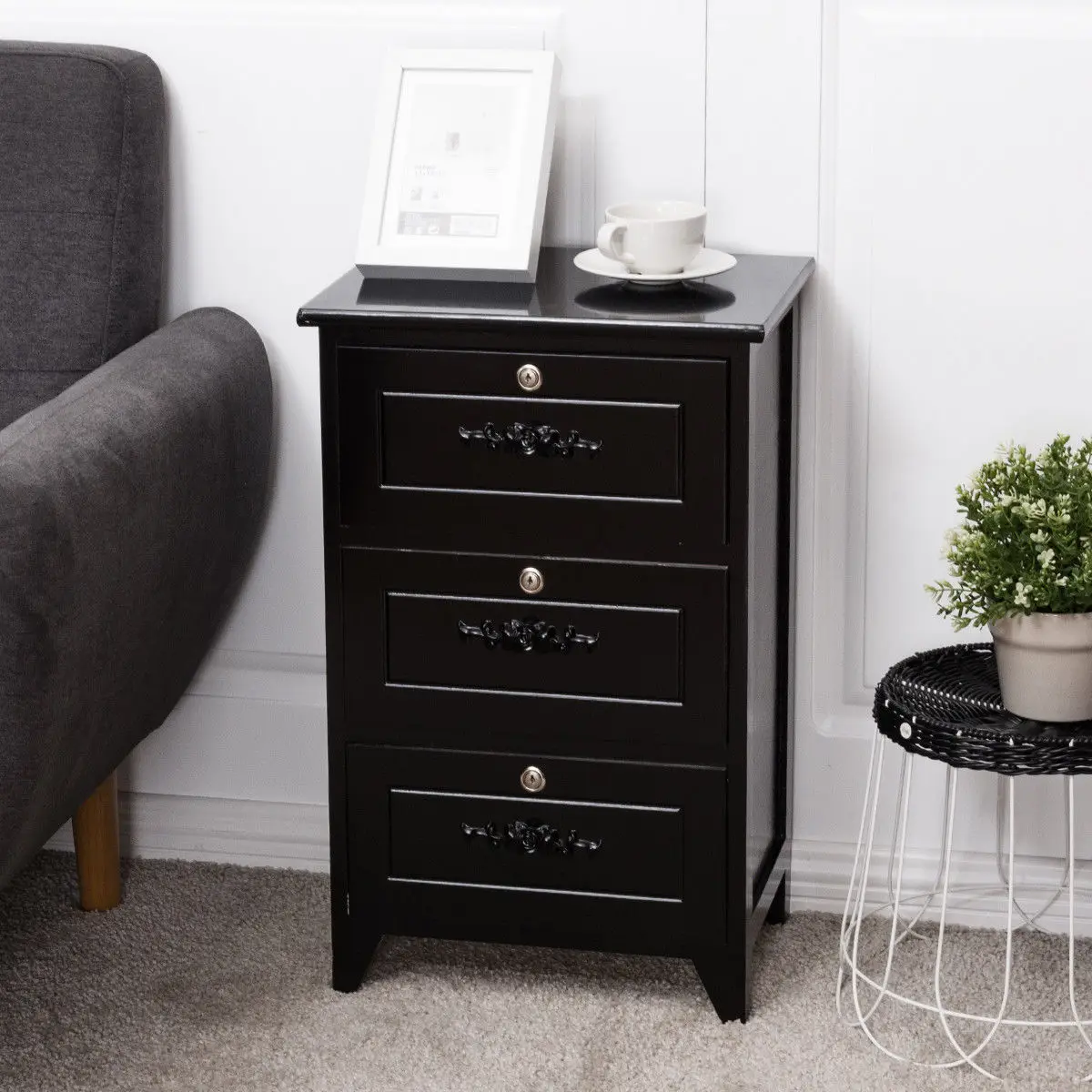Giantex Bedroom Nightstand Modern End Beside Table with 3 Drawer Storage Organizer Wooden Home Furniture HW56018BK Giantex Bedroom Nightstand Modern End Beside Table with 3 Drawer Storage Organizer Wooden Home Furniture HW56018BK