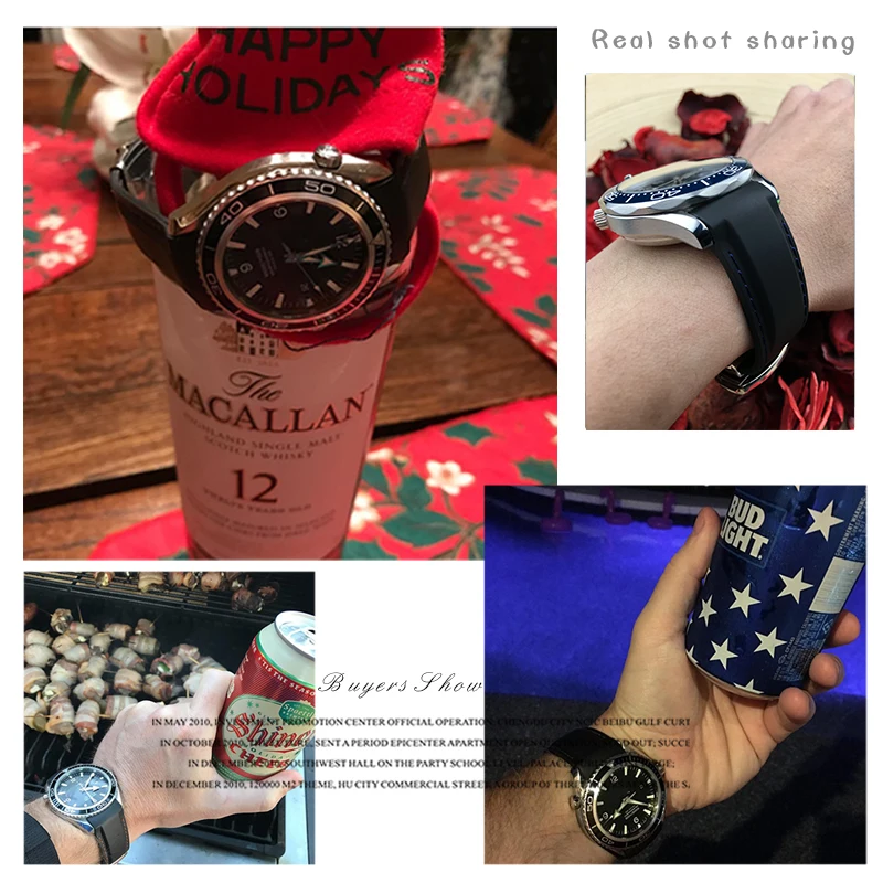Ремешок для часов из силиконовой резины 19 мм 20 21 22 изогнутый конец Omega Seamaster 300 AT150