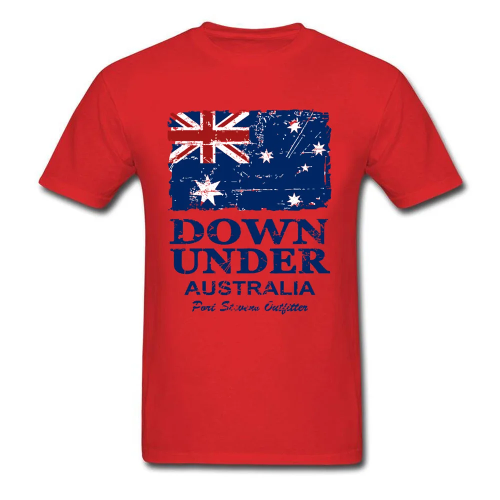 Винтажный флаг Австралии Футболка мужская белая футболка летние хлопковые футболки топы с короткими рукавами художественная Дизайнерская одежда с круглым вырезом - Цвет: Красный