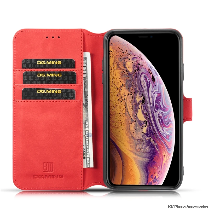 DG.MING Vintage PU Leather Case For iPhone XS Max 11 12 XR Flip Stand Card Slot Magnets Cover For iPhone 7 8 6 6S Plus 8 7 Cases phone cases for iphone 8