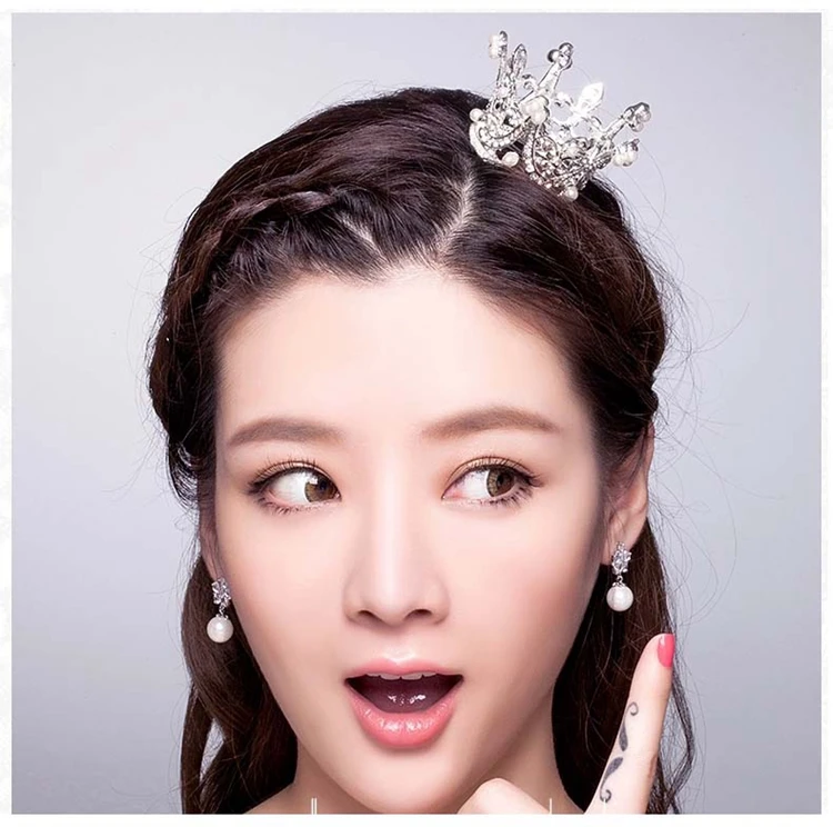 

Classic Simulated Pearls Bridal Hair Crown Tiara Small Costume Wedding Hair Jewelry For Girls
