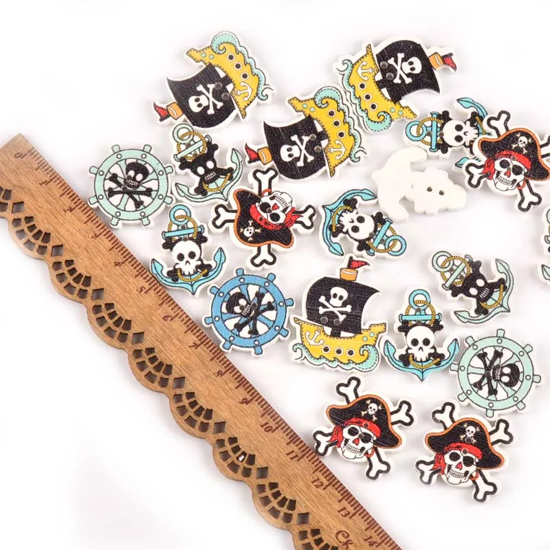 

21-36mm 25pcs Navigation Pattern Wooden Buttons For Crafts Handmade Clothing Sewing Scrapbooking Apparel Accessories M0804x