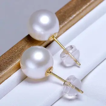 

gorgeous 10-11mm south sea round white pearl earring18k