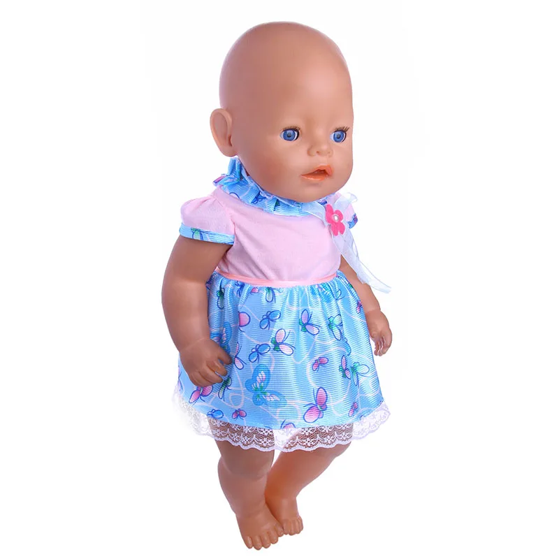 Новое платье ручной работы для куклы, милое синее платье принцессы для куклы 18 дюймов или куклы 43 см