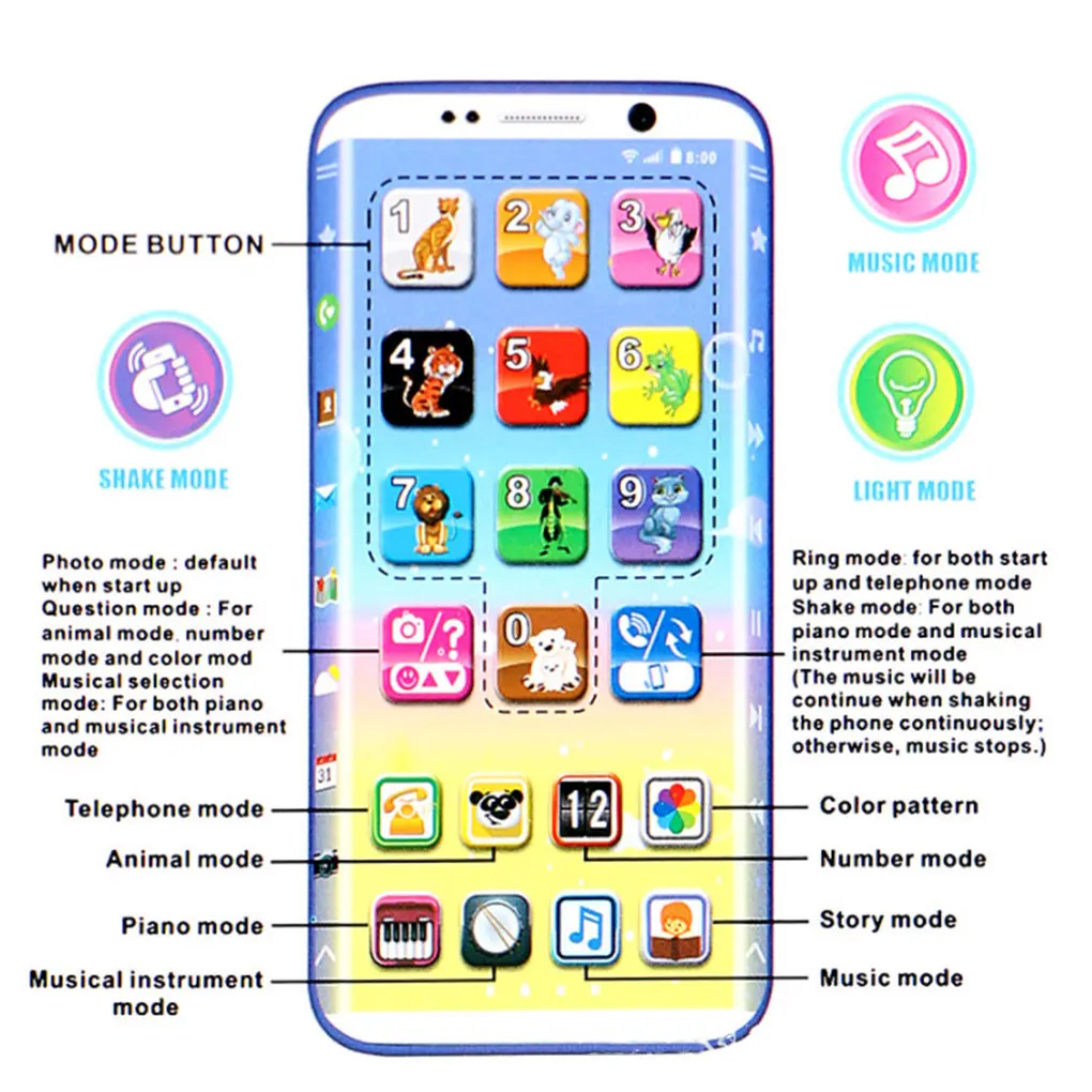 Обучающая детская игрушка для телефона симулятор музыкальный телефон сенсорный экран детская игрушка электронное обучение дети подарок