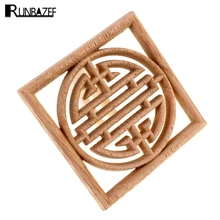 RUNBAZEF Home Decoration Accessories Furniture Wood Appliques Woodcarving Corner Decal Wooden Decor Wall Door Miniature Figurine