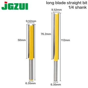 

2pcs 3/8"Wx2"and3/8*3H Long Straight Router Bit 2 Flute 1/4" Shank Woodworking Cutter For Power Tool