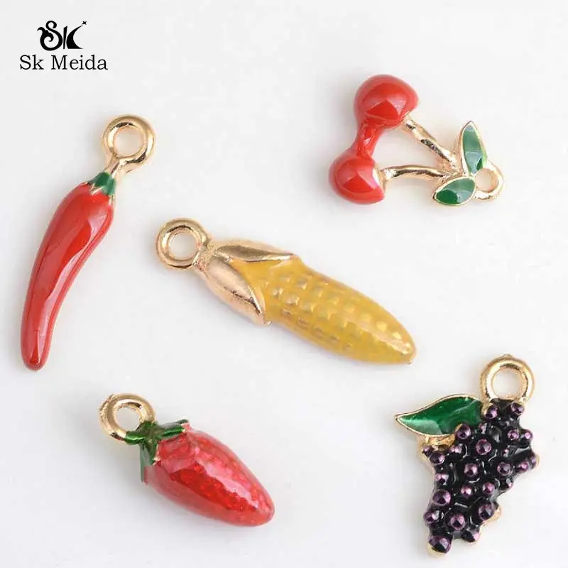 10pc Vegetable Fruit Jewelry Accessories Alloy Earring Pendant DIY