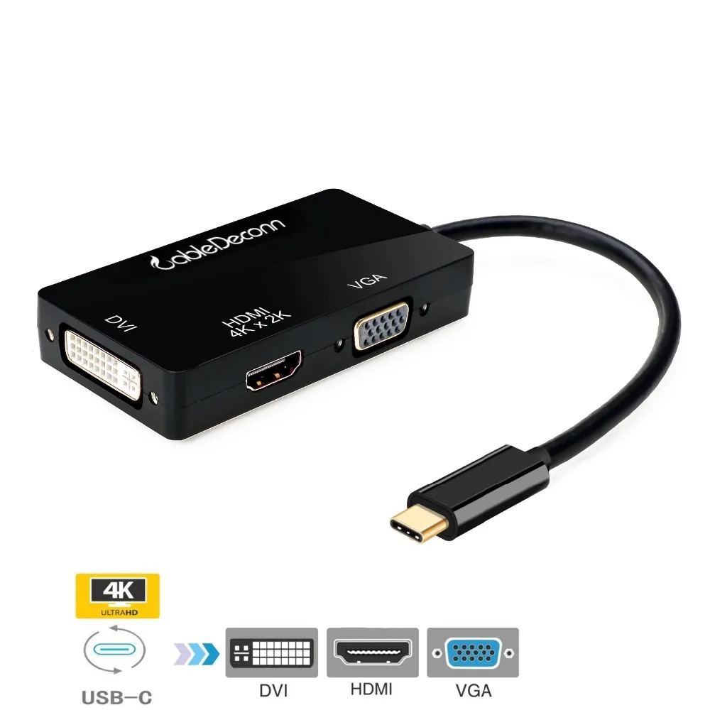 Кабель USB C USB3.1 Type c Thunderbolt 3 к HDMI 4 VGA DVI 1080P кабель адаптер для Samsung S8 Macbook Pro Dell XPS 13