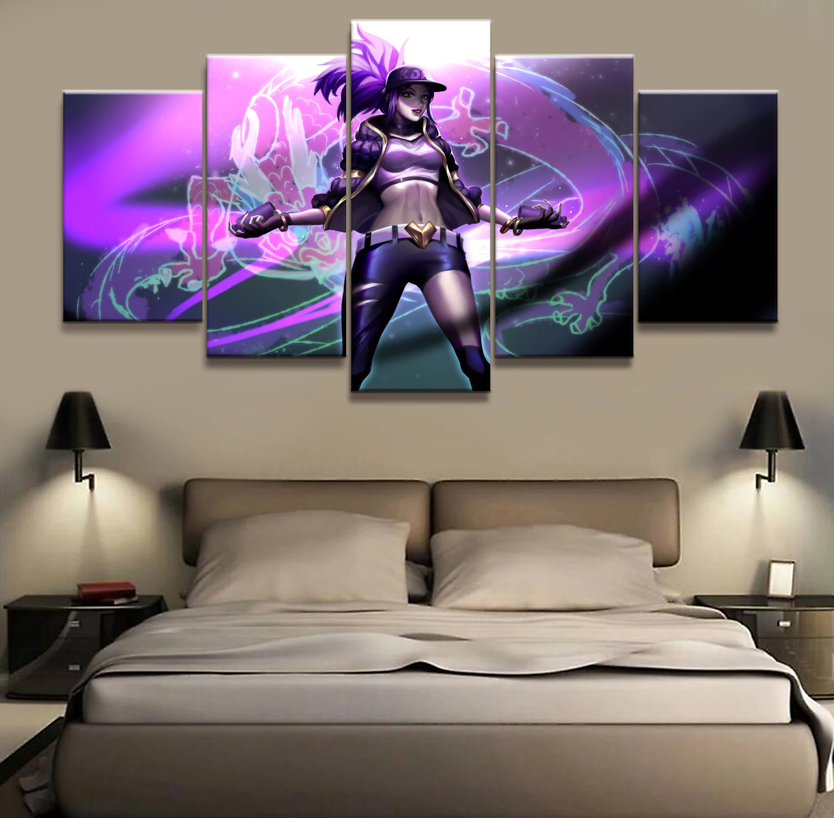 Waliicorners 5 Panel Akali K/DA LOL League of Legends Game Canvas Printed Painting For Living Room Wall Art Decor HD Picture Artworks Poster 6 HTB1OuHdPwHqK1RjSZFPq6AwapXar