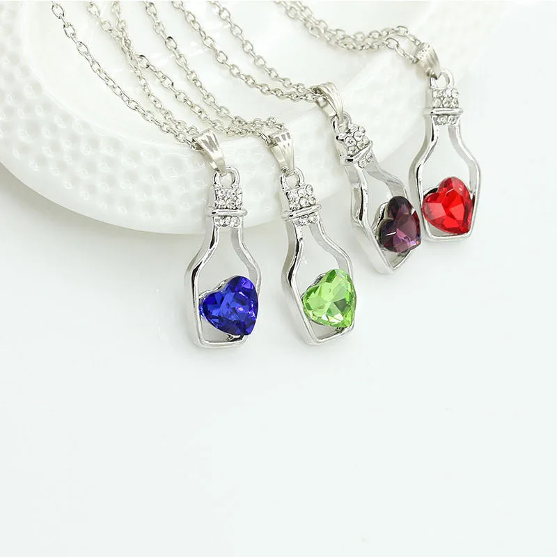 Винтажное серебряное ожерелье на цепочке с кристаллами в форме сердца, ожерелье с подвеской, очаровательное колье, ожерелье для женщин, ювелирные изделия