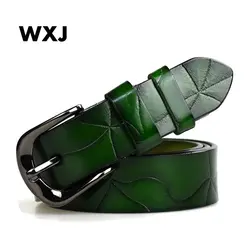 WXJ кожаный ремень для женщин модная Пряжка женский пояс роскошный зеленый из натуральной кожи женский ремень джинсы высокого качества W013