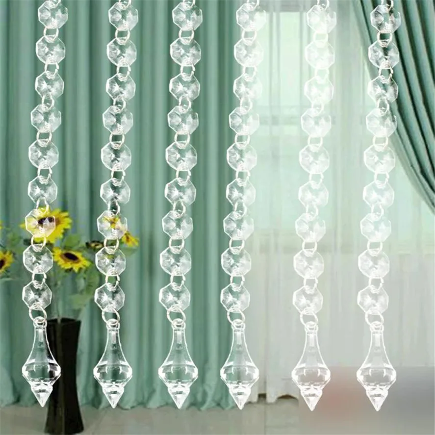 

2018 New 10 pcs DIY Wedding Decor Diamond Curtain Acrylic Crystal Beaded Curtain Clear crystal Curtains Home wedding decoration