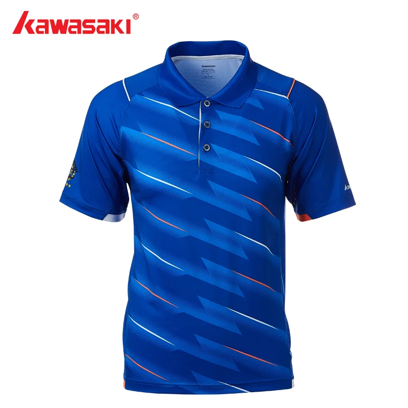 

2018 Genuine 100% New Kawasaki Badminton Sports T-Shirt For Men Lapel-Neck DRY Breathable Regular Short-Sleeved Blouse ST-T1002