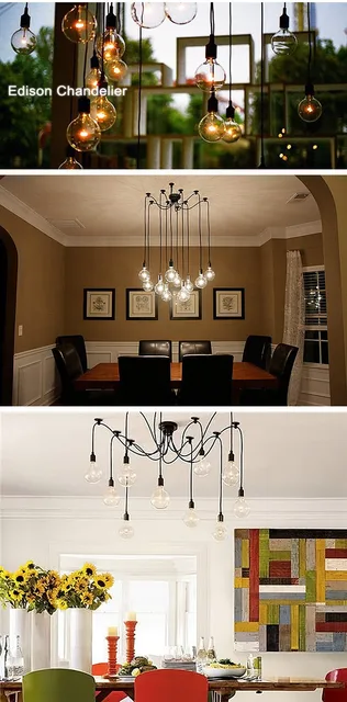 Mordern Nordic retro Edison żarówka światło Żyrandol Vintage Loft Antique regulowany DIY E27 art Spider lampa sufitowa oprawa światło -