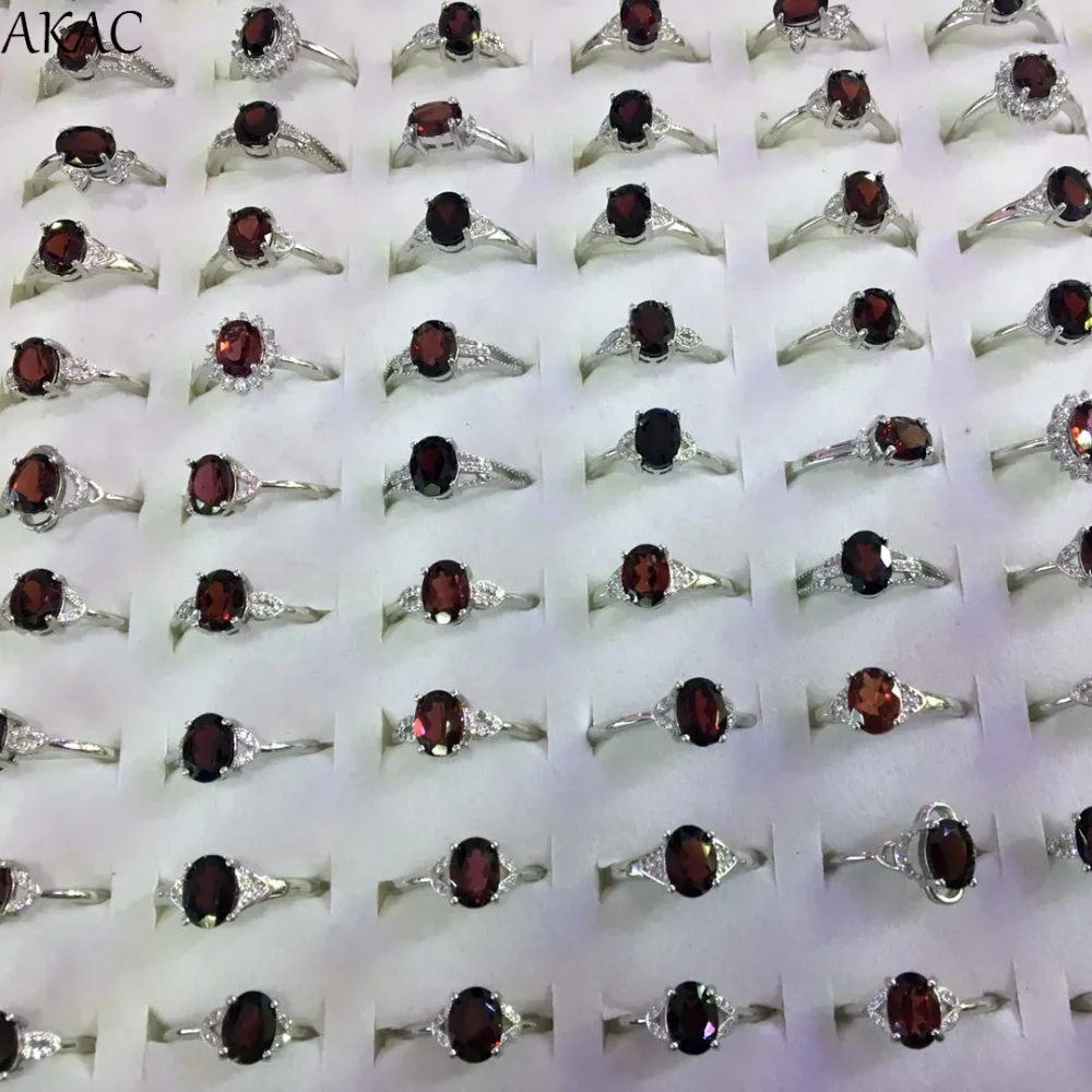

Wholesale metal ring AKAC natural red garnet ring 3pcs/set natural stone ring for women ring adjustable