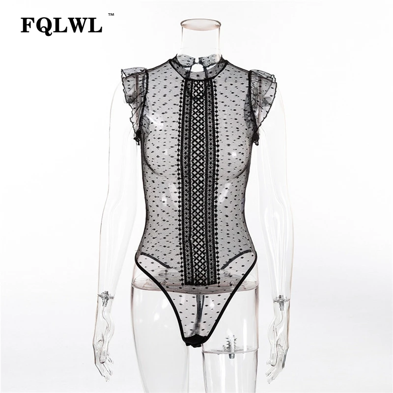 FQLWL Transparent Lace Bodysuit Sexy Top Body Femme Patchwork Bodycon Summer Jumpsuit Ruffle Sleeve Mesh Bodysuit Women Romper FQLWL Transparent Lace Bodysuit Sexy Top Body Femme Patchwork Bodycon Summer Jumpsuit Ruffle Sleeve Mesh Bodysuit Women Romper