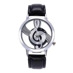 Часы Для женщин музыкальный символ кварцевые часы модные кожаные Нержавеющая сталь наручные часы Reloj Mujer 18APR23