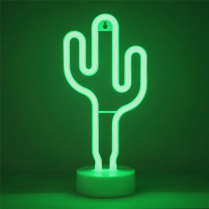 Творческий светодио дный Зеленый Кактус неоновый свет ночь для детей детских комнат Батарея Мощность ночника настольная лампа вечерние
