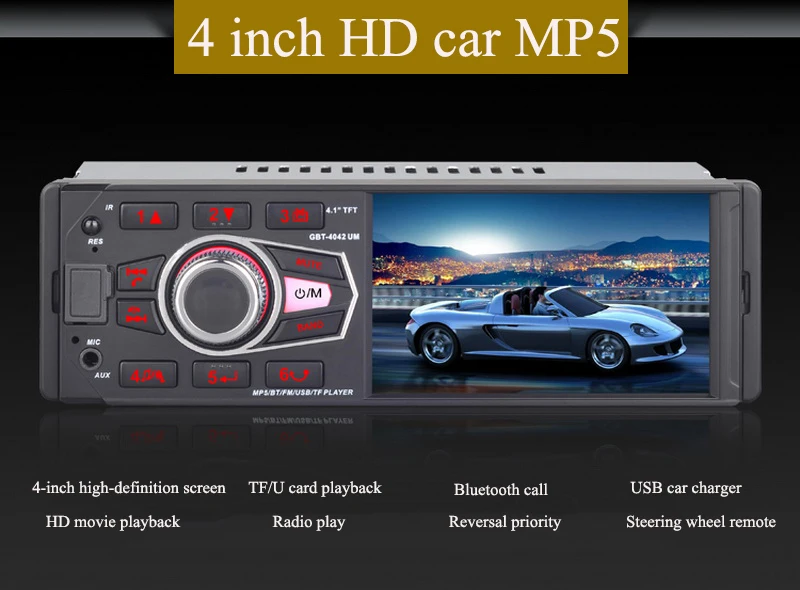 1 Din автомагнитола 4032UM 4,1 дюймов Bluetooth FM/USB/AUX in/SD MP3 PRemote управление HD 1080P экран Авторадио