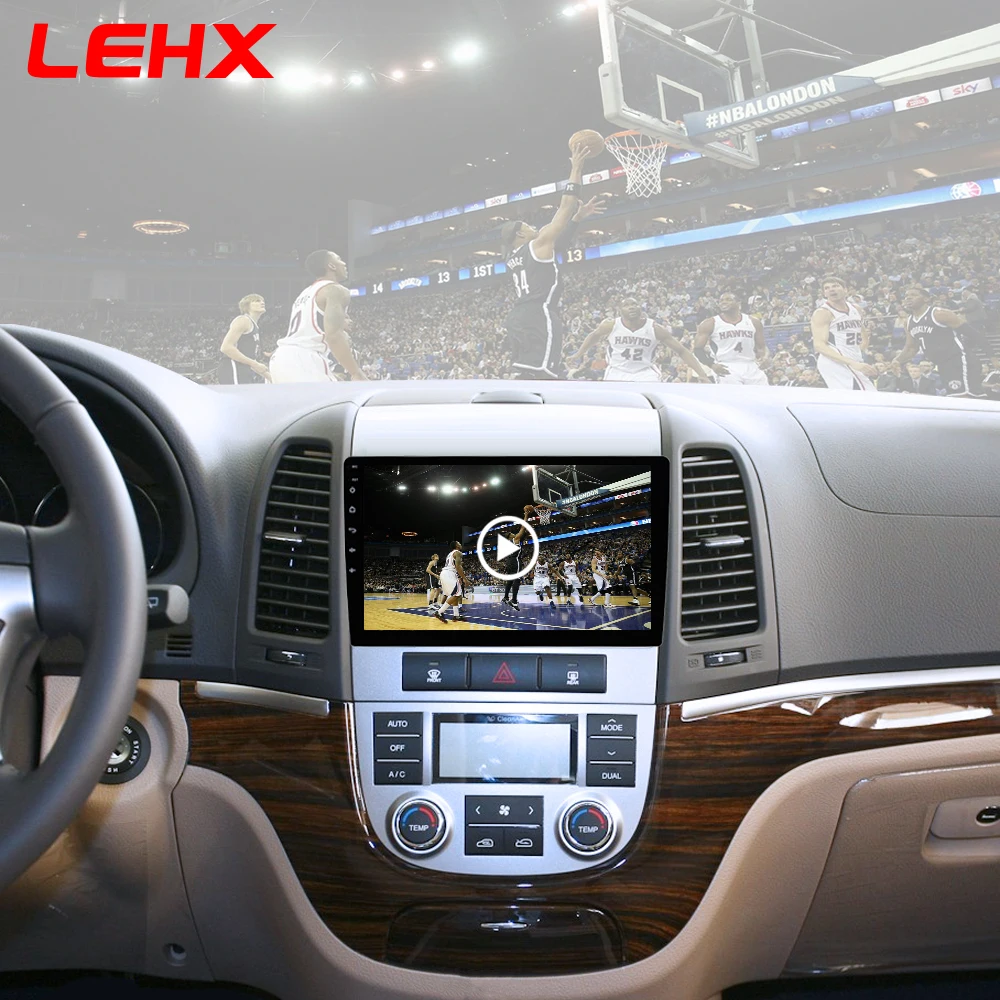 LEHX Автомагнитола Android 8,1 2 Din мультимедийный плеер для hyundai Santa Fe 2005-2012 wifi автомобильный DVD Gps навигация