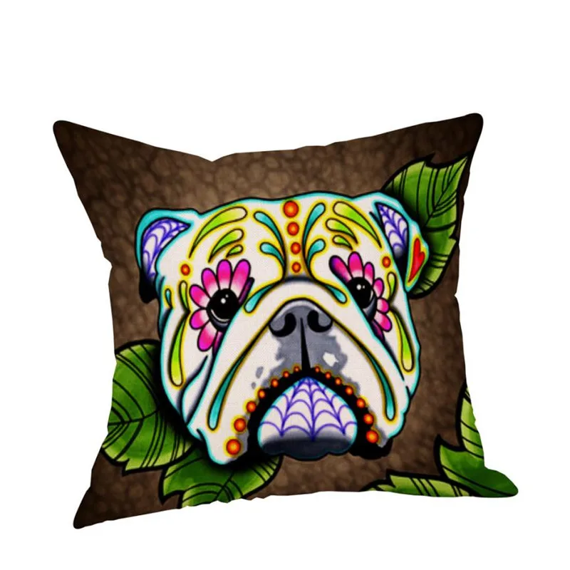 Dog Cotton Linen Cushion Cover Sofa Throw Pillow Case Home Decor08