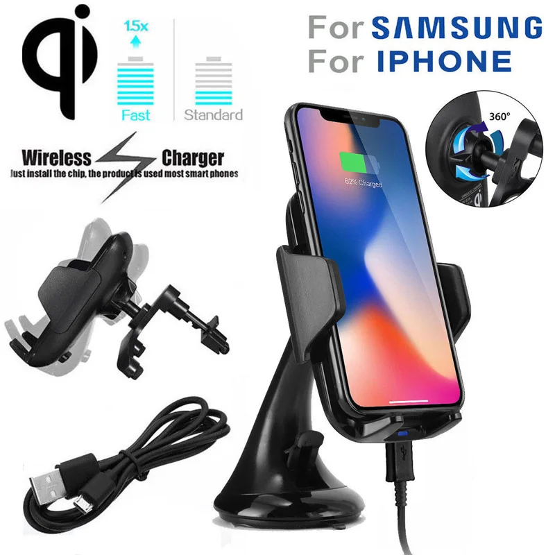 

YILIZOMANA Mount Qi Wireless Charger For iPhone X 8 Plus Quick Charge Fast Wireless Charging Pad Car Holder Stand For Samsung