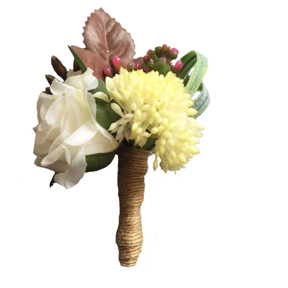 

Wedding Groom Boutonniere ButtonholesGroomsman Best Man Rose Wedding Flowers Accessories Prom Suit Decoration XH03