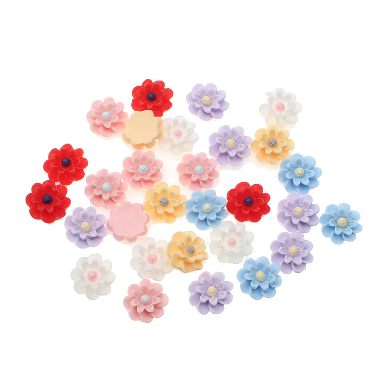 

100pcs Kawaii Resin Flowers Flatback Cabochon Scrapbook Craft Clear Embellishments DiyDecor For Headwear Phone Nail Art Stickers