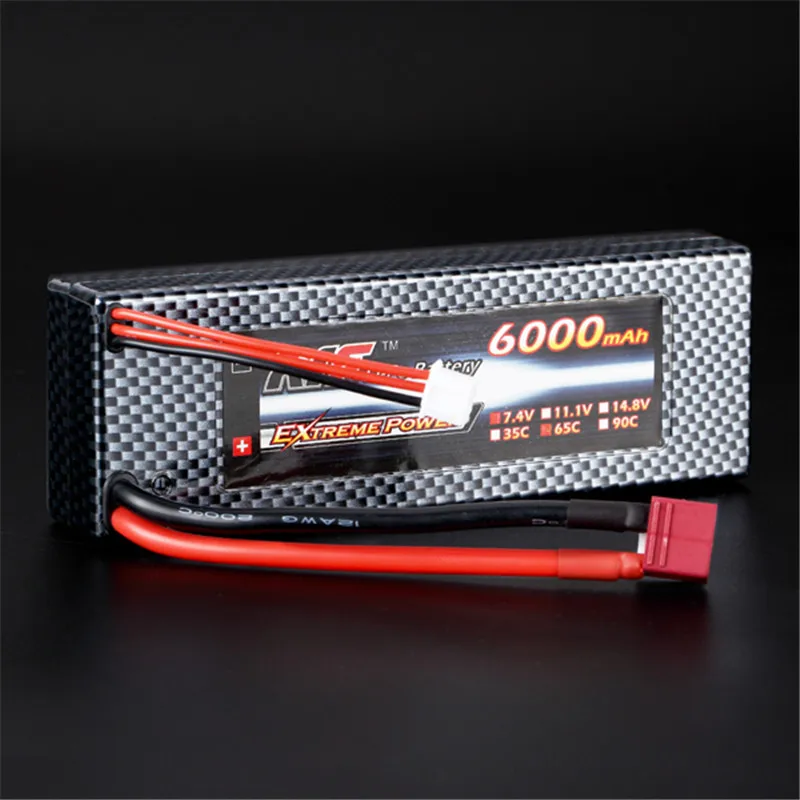 

High Quality Rechargeable Lipo Battery Giant Power 7.4V 6000mAh 2S 65C Lipo Battery T Plug Hardcase Pack