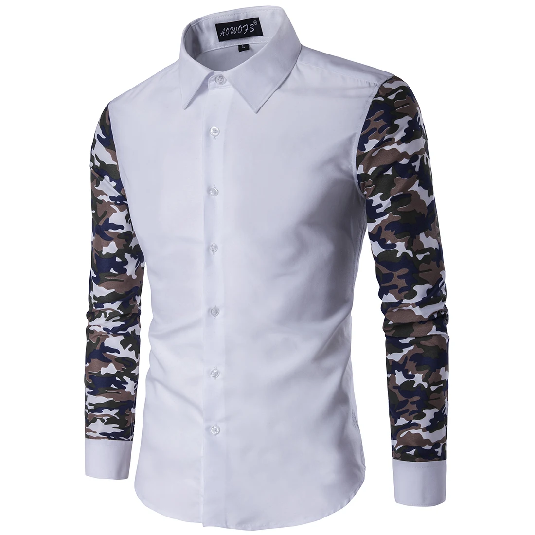 Men Shirt New Patchwork Casual Shirts Turn-down Collar 2017 Camouflage Slim Long Sleeved Chemise Homme XD009 | Мужская одежда