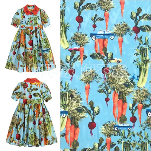 

telas por metros high 90% silk cotton fabric blue botton Vegetables flowers print silk fabric for dress cloth Crepe fabric tissu