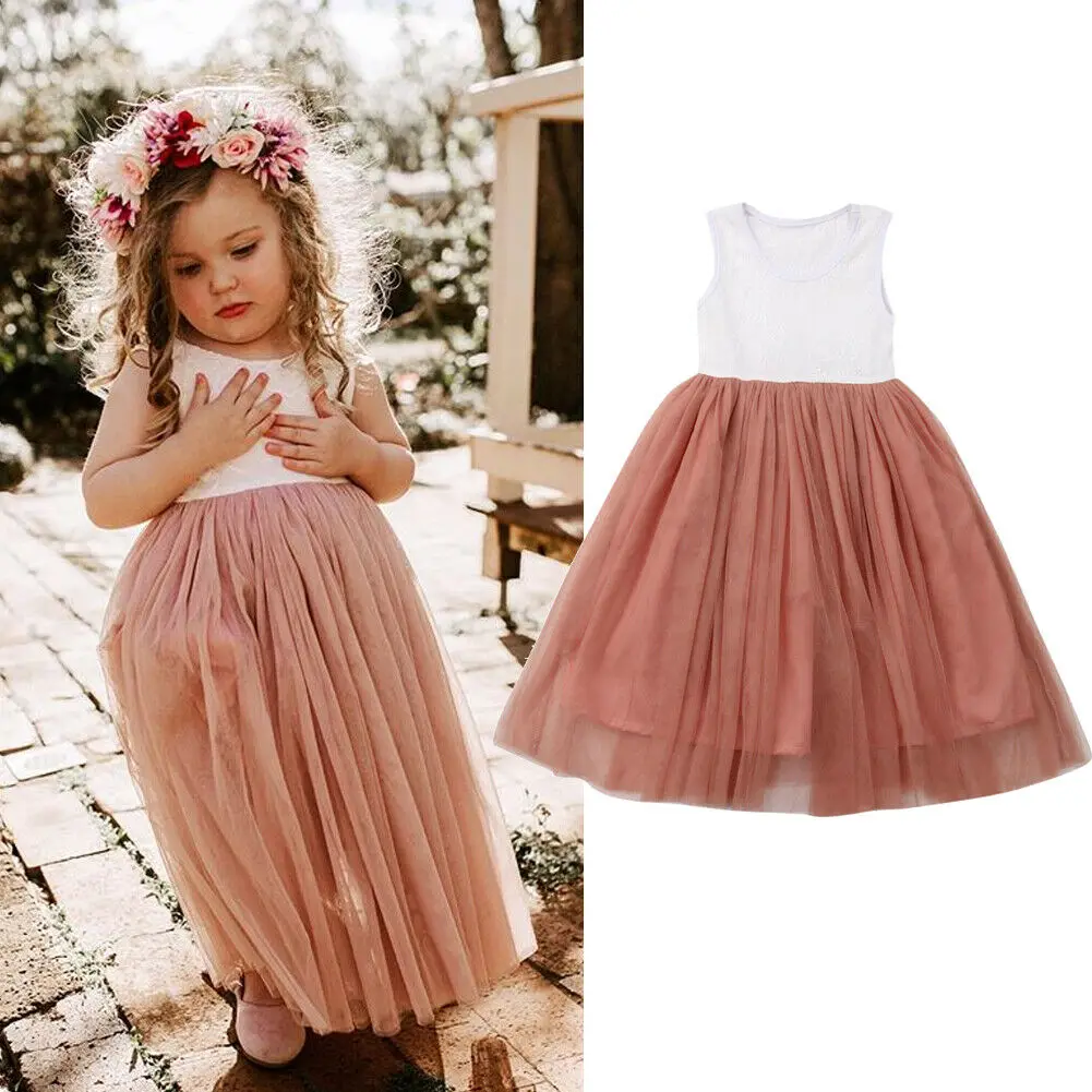 

Pudcoco 2019 Summer Cute Toddler Baby Girls Lace Dresses Sleeveless Princess Party Pageant Tutu Dress Patchwork Fashion Sundress