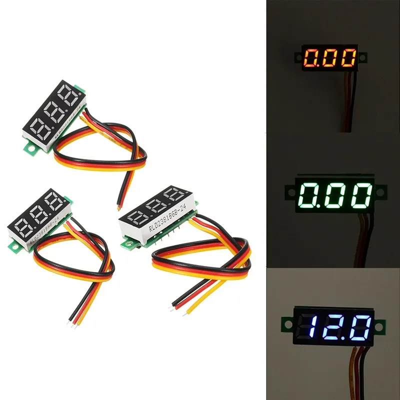 

0.28 Inch Mini Digital Voltage Indicator DC 0-100V 3 Cables with Protection Black/Green/Red Battery Tester for RC Models Drone