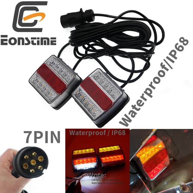 Juego de luces traseras LED magnéticas para remolque, luz de freno con  Cable de 12 V, iluminación para remolque de camión, Cable de 7,5 m, enchufe  de 7 pines, remolques, caravanas y camiones - AliExpress