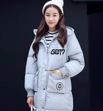 GOT7 Новая зимняя 2017 БТС KPOP мужчины женщины Корейской версии черный Розовый серый зеленый Письмо печати С Капюшоном Утолщение пальто Вниз куртка
