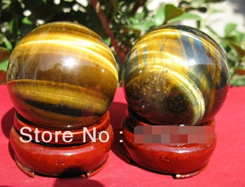 

Free Shipping>2pc Natural Rainbow TIGEREYE SPHERE CRYSTAL BALL TIGER EYE Healing 40mm