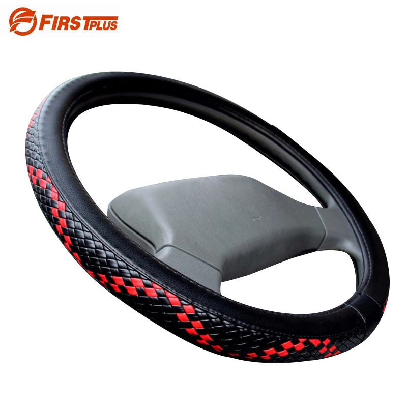 

36-50cm Woven Leather Car Truck Shool Bus Steering Wheel Cover Automotive Covers Breathable Fashion Styling