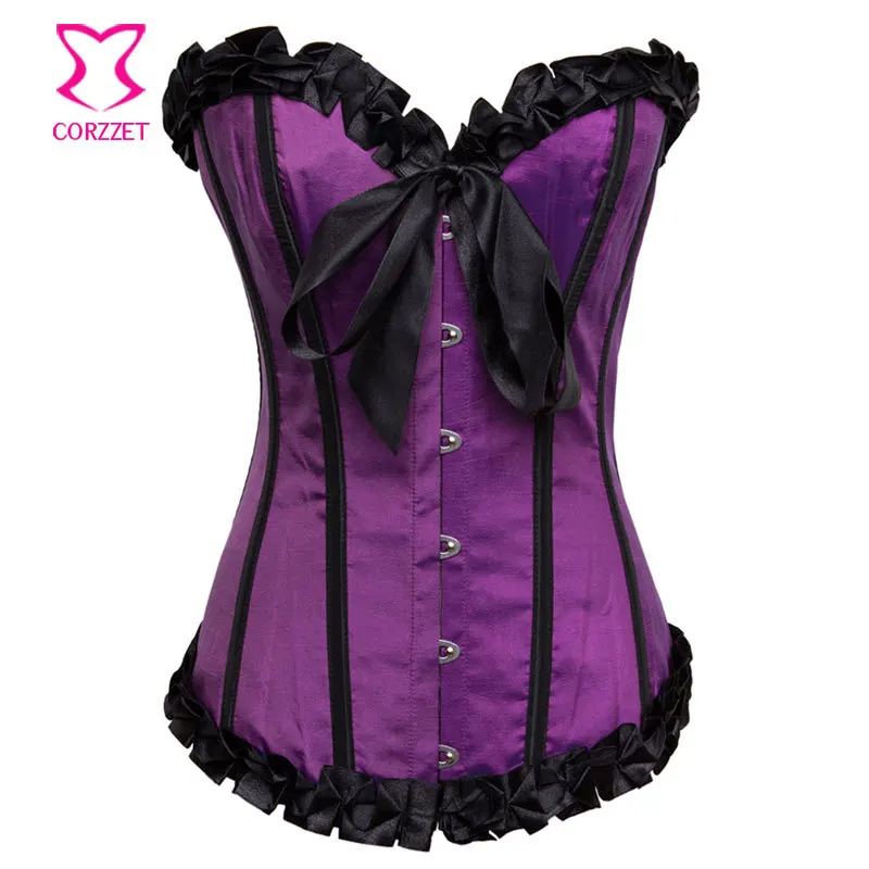 Corzzet Sexy Lingerie Satin Corset Purple Corsets and Bustiers Top