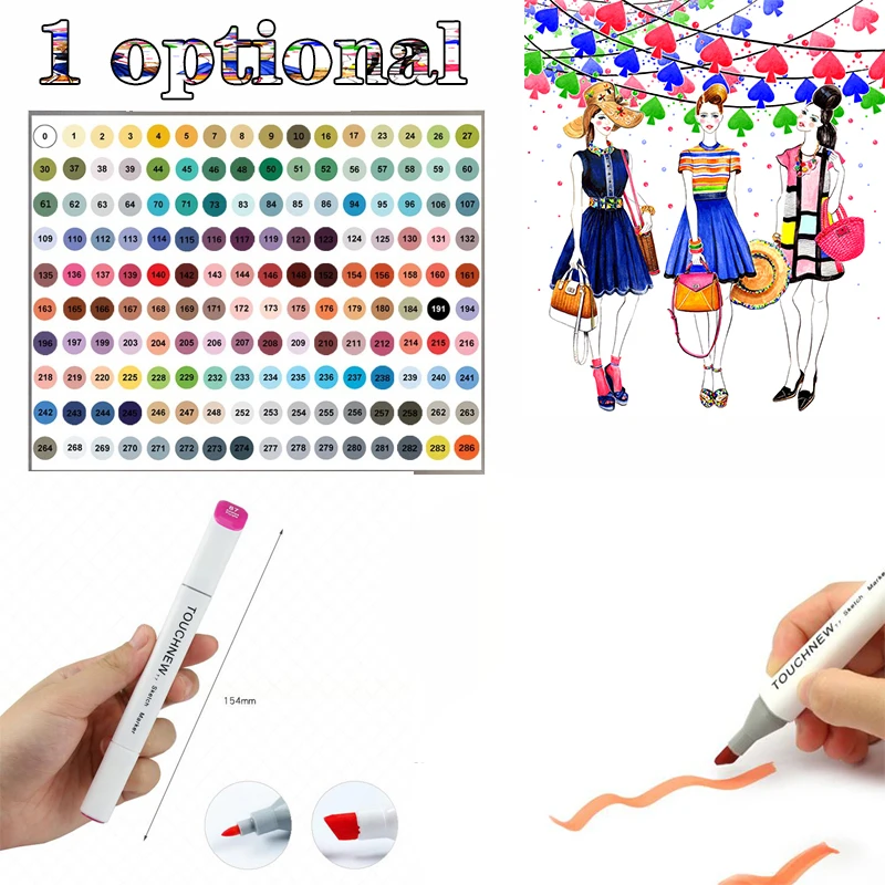 

TouchNew 7th Generation Single 168Colors Artist Manga Graphic Based Art Markers Alcohol Based Pen Marker Set Design Art Supplies