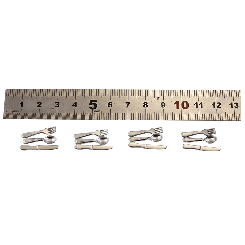 1:12 Scale Miniature cutlery metal knife mini dolls kitchen spoon fork tableware12 pieces dollhouse 1:12 Scale Miniature cutlery metal knife mini dolls kitchen spoon fork tableware12 pieces dollhouse