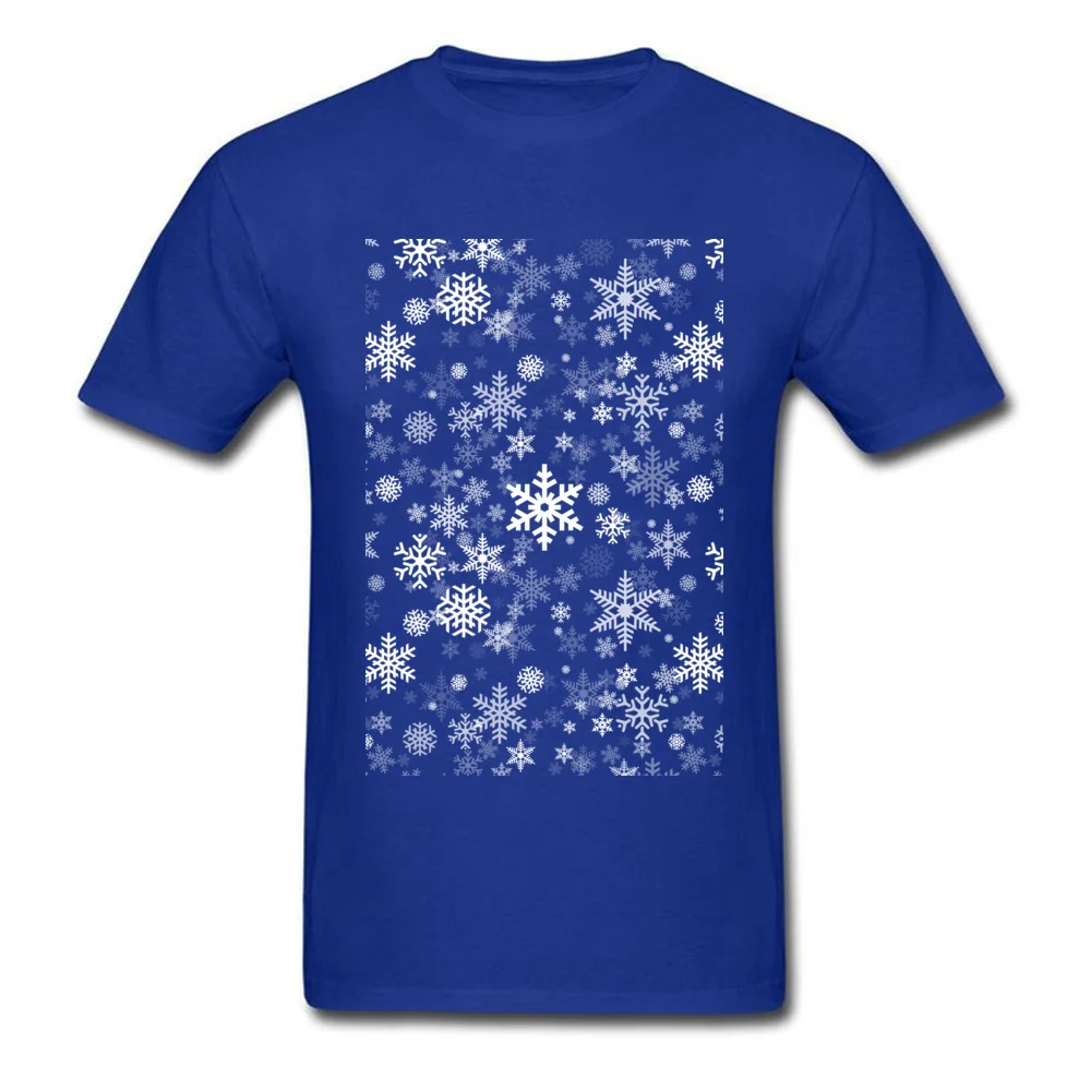 Casual Festive Snowflakes T Shirt for Men Classic April FOOL DAY O-Neck All Cotton Short Sleeve T-shirts Customized Tee Shirts Festive Snowflakes blue