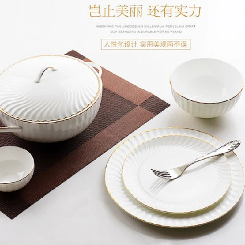 Porselen yemek takimlari набор посуды vajilla de porcelana столовые приборы Tangshan Bone фарфоровая посуда