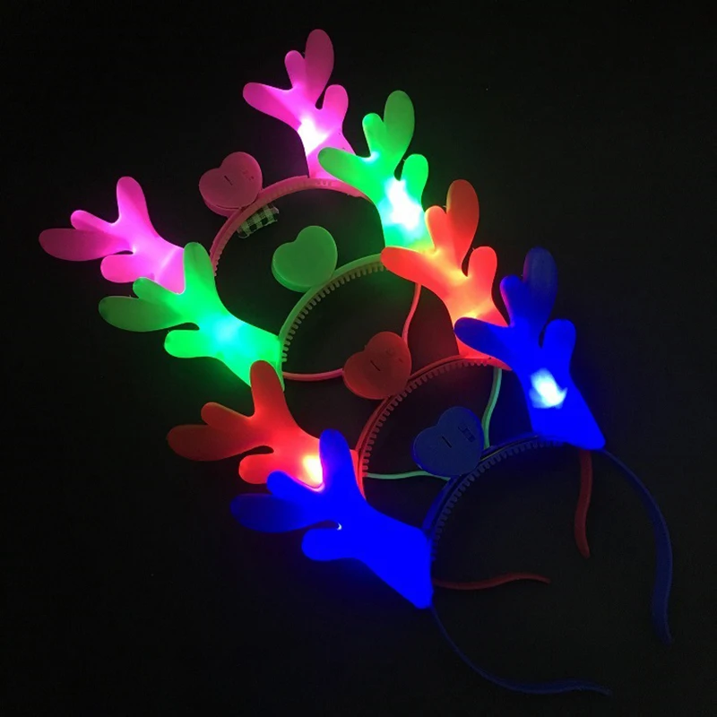 4Pcs/Set LED Luminous Antlers Headwear Hair Band Toys Halloween Glow In The Dark Light Up Toys for Children Sticks Luminous